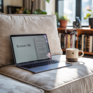Make money from home with a laptop on your couch